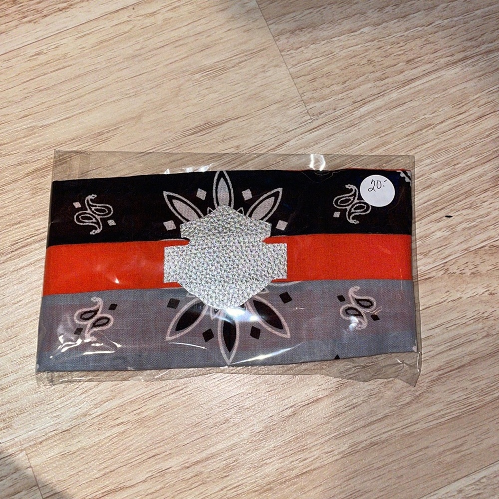 Handmade Biker Head Wrap - 100% Cotton with Harley patch | Adjustable Fit